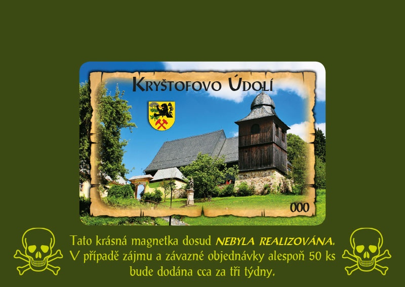 Magnetka MI Kryštofovo Údolí Kostel  L-KUM-998